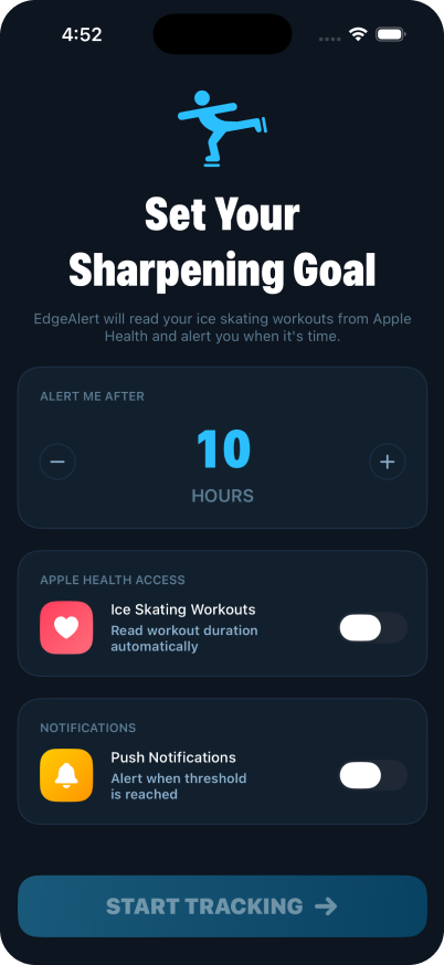 Set your hour threshold and connect Apple Health to get started.
